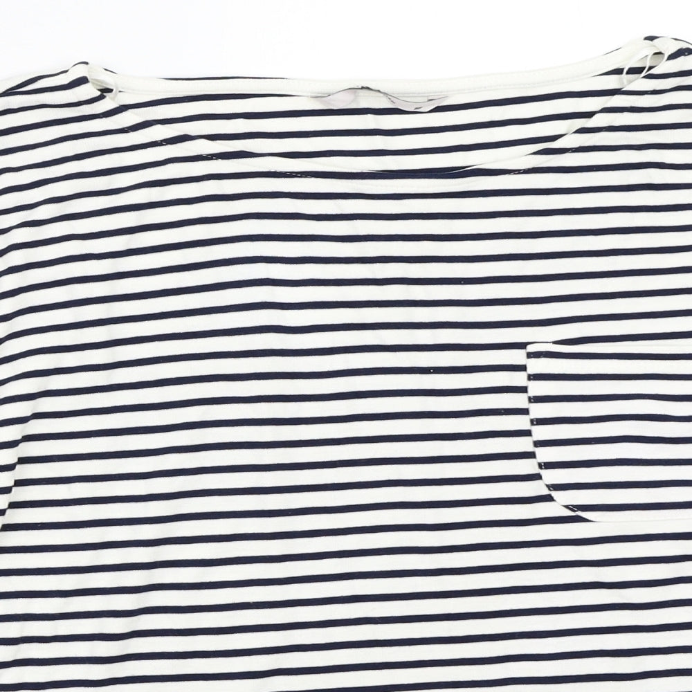 TU Womens White Striped  Basic T-Shirt Size 18