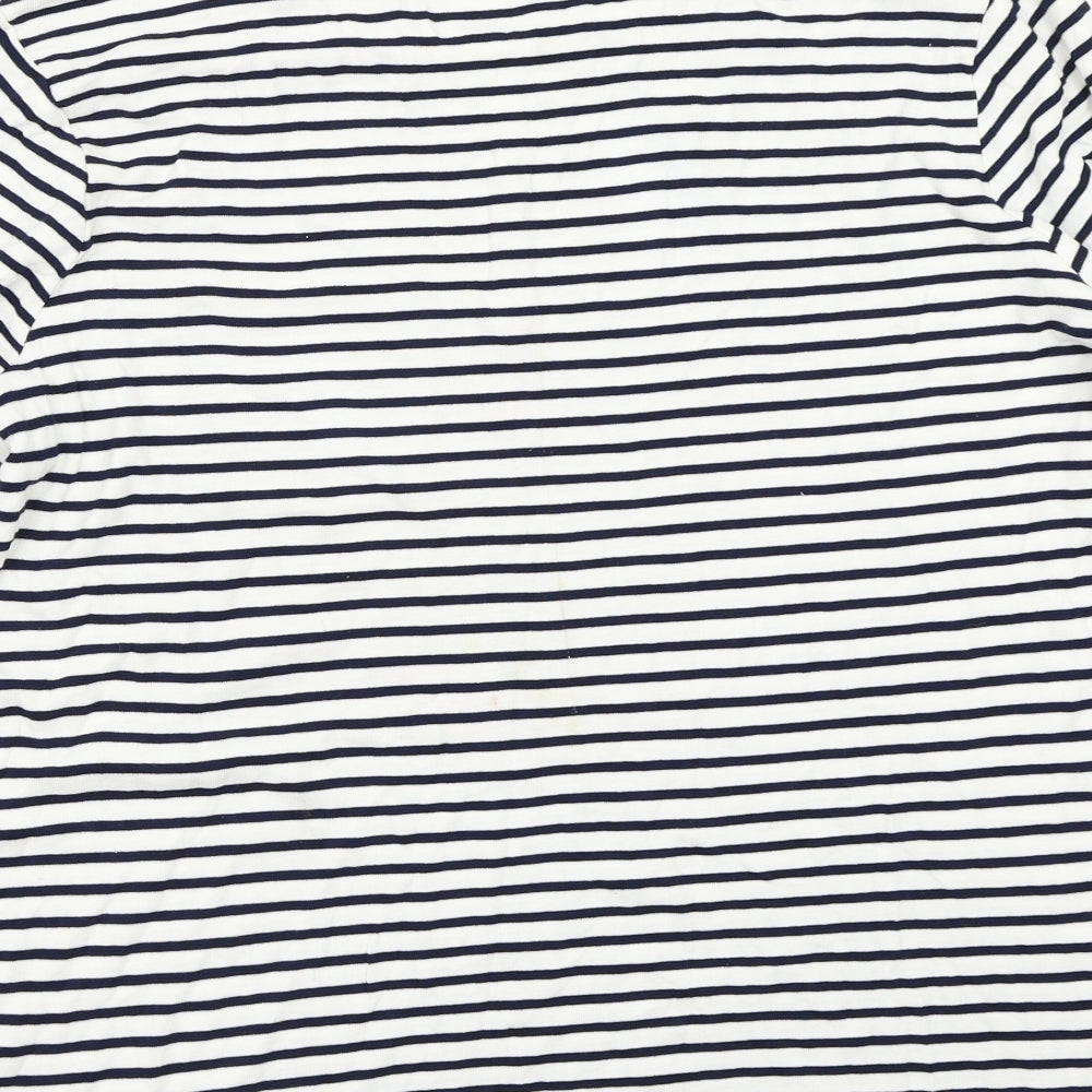 TU Womens White Striped  Basic T-Shirt Size 18