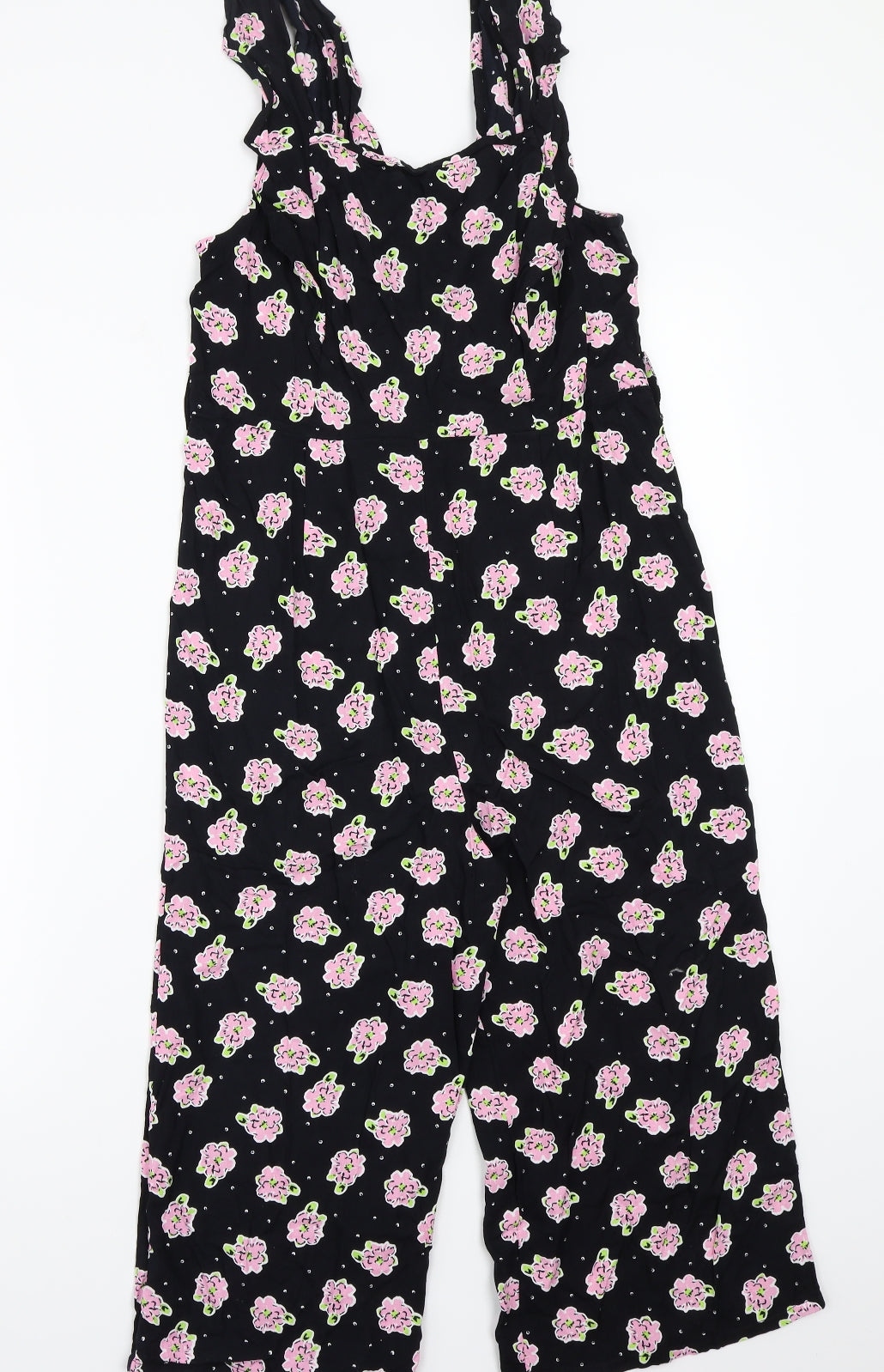 TU Womens Black Floral  Jumpsuit One-Piece Size 10