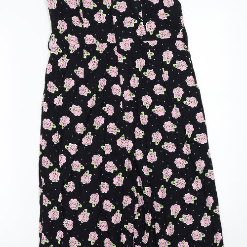 TU Womens Black Floral  Jumpsuit One-Piece Size 10