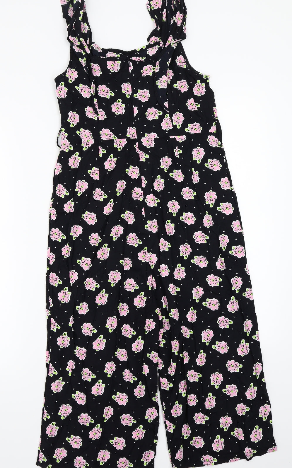 TU Womens Black Floral  Jumpsuit One-Piece Size 10