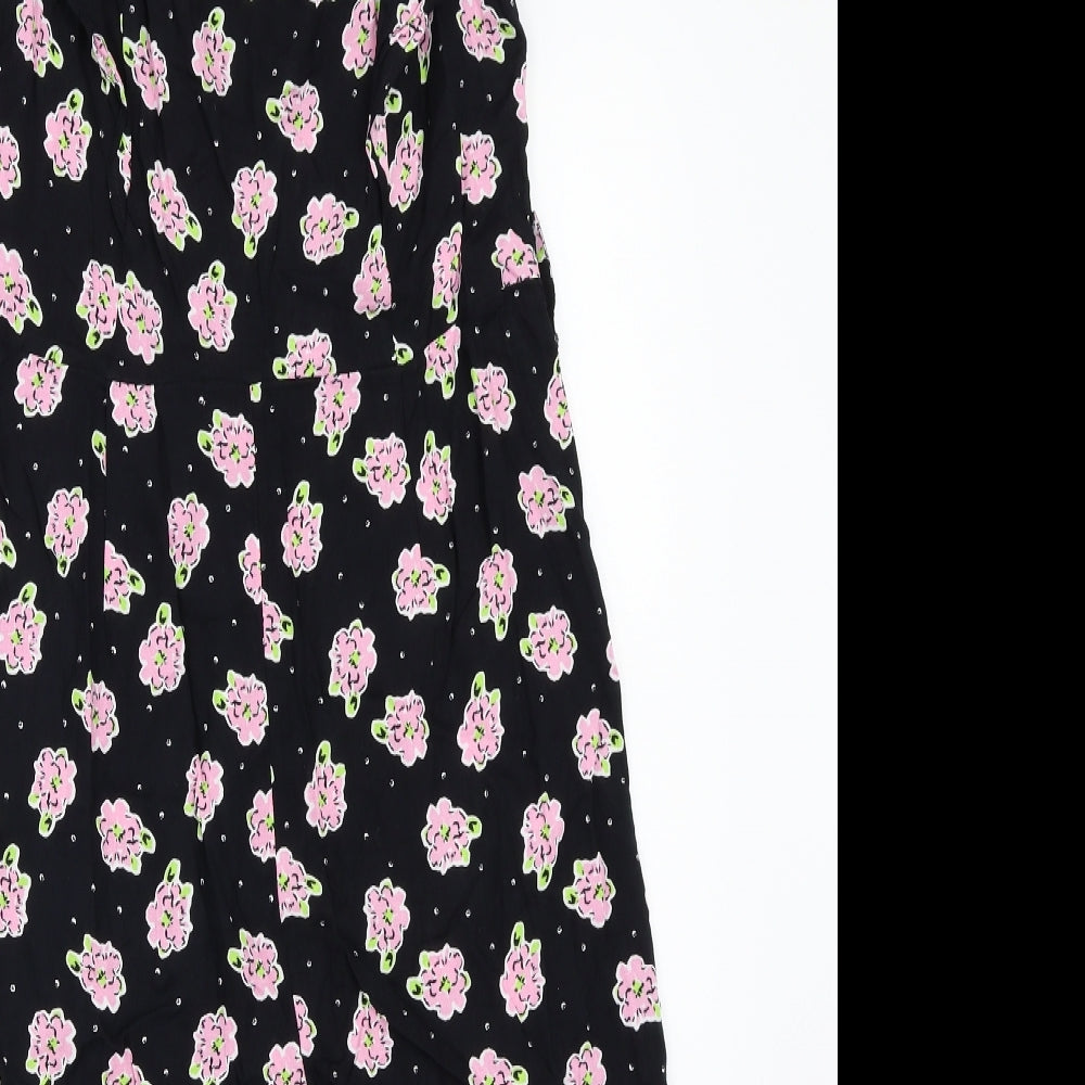 TU Womens Black Floral  Jumpsuit One-Piece Size 10