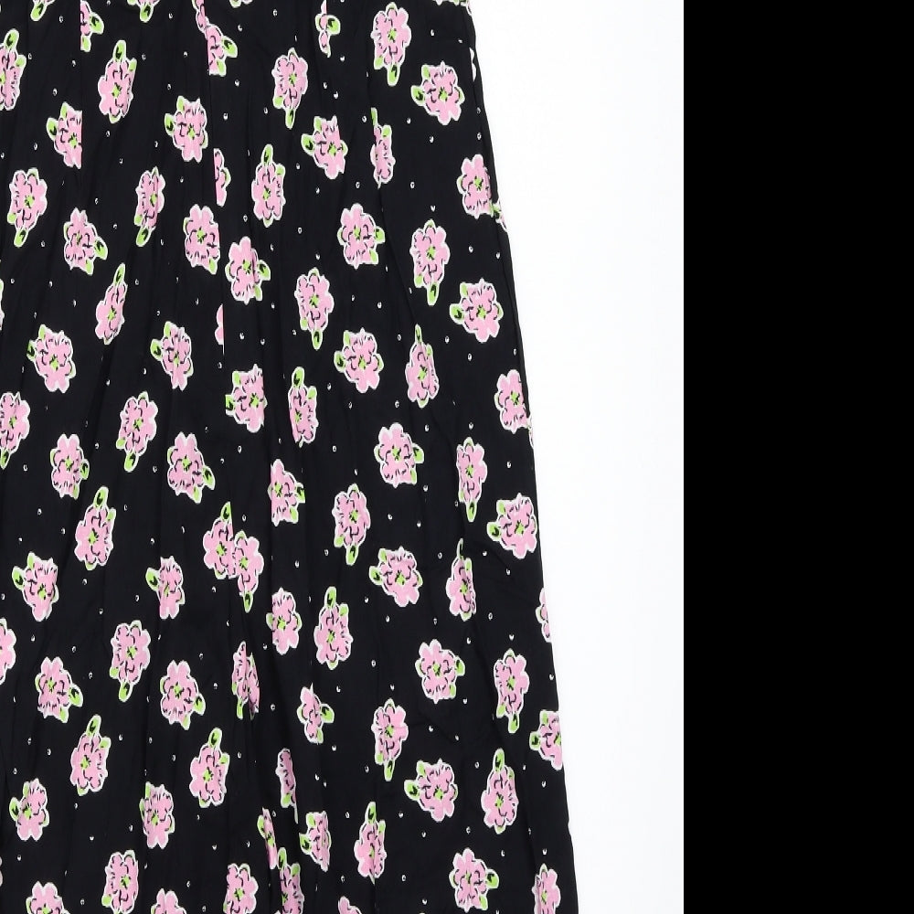 TU Womens Black Floral  Jumpsuit One-Piece Size 10