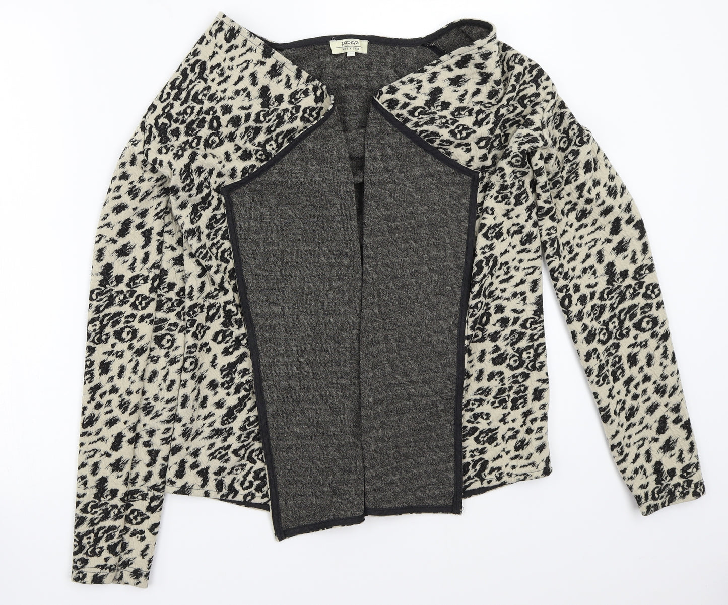 Papaya Womens Beige Animal Print  Cardigan Jumper Size 10