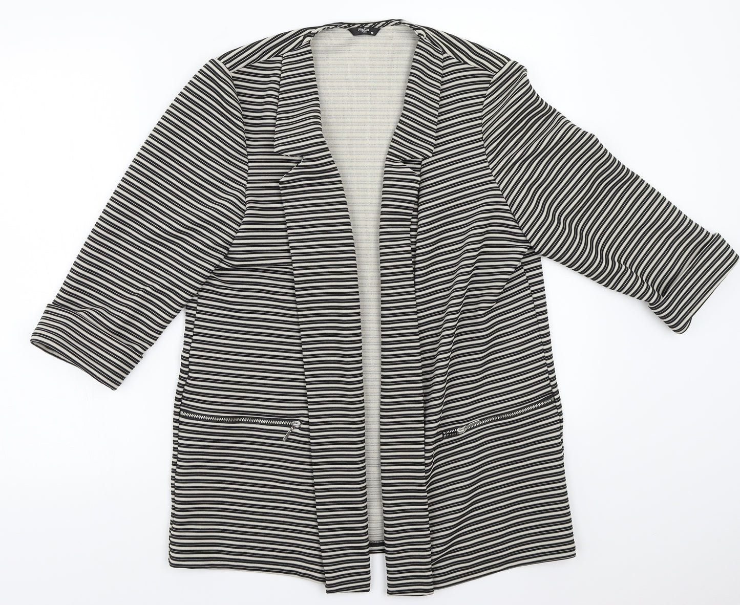 M&Co Womens Grey Striped  Jacket Blazer Size 16