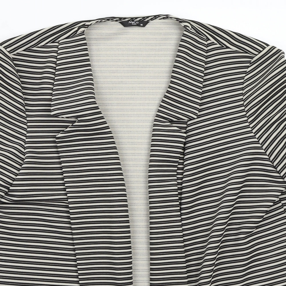 M&Co Womens Grey Striped  Jacket Blazer Size 16