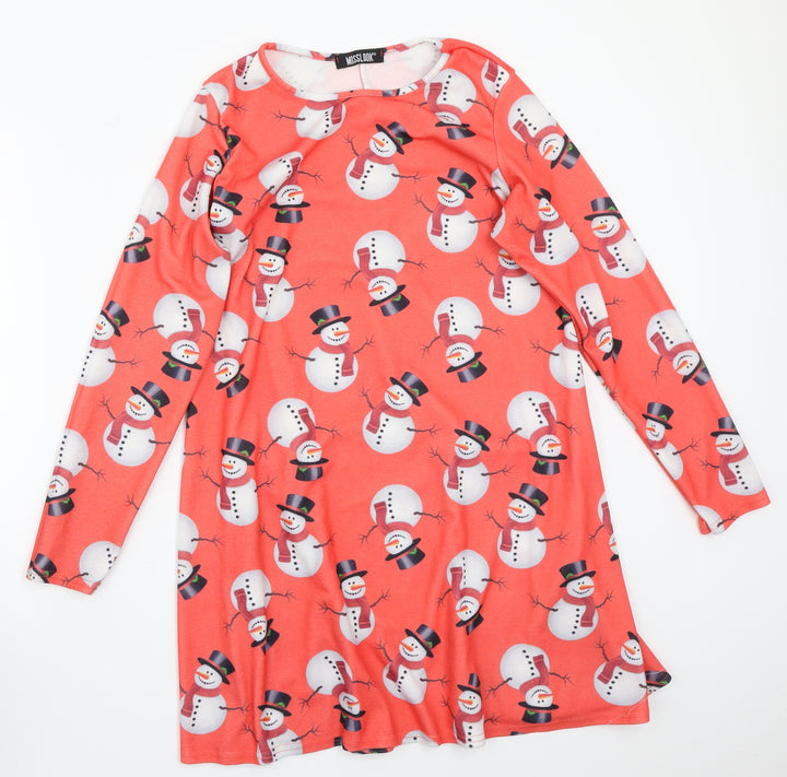 MissLook Womens Red Rayon A-Line Size M - christmas