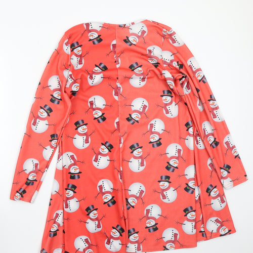 MissLook Womens Red  Rayon A-Line  Size M  - christmas