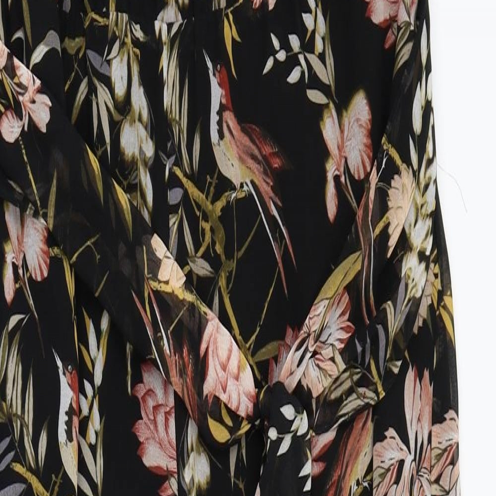 Warehouse Womens Black Floral  Jumpsuit One-Piece Size 14