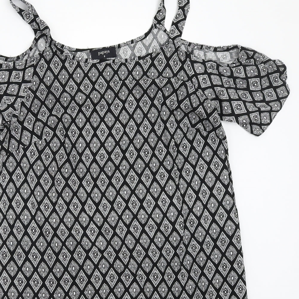 Papaya Womens Black Paisley  A-Line  Size 8