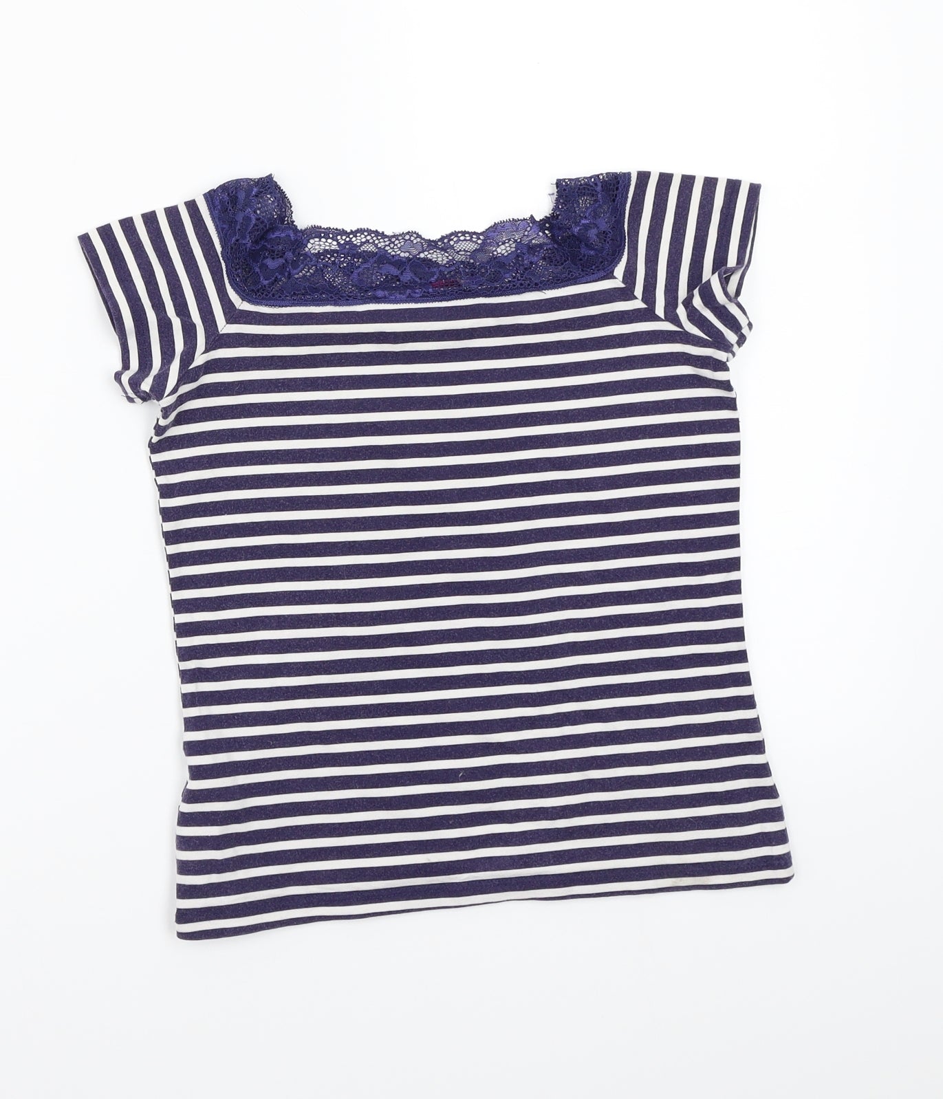 Dorothy Perkins Womens White Striped  Basic T-Shirt Size 6