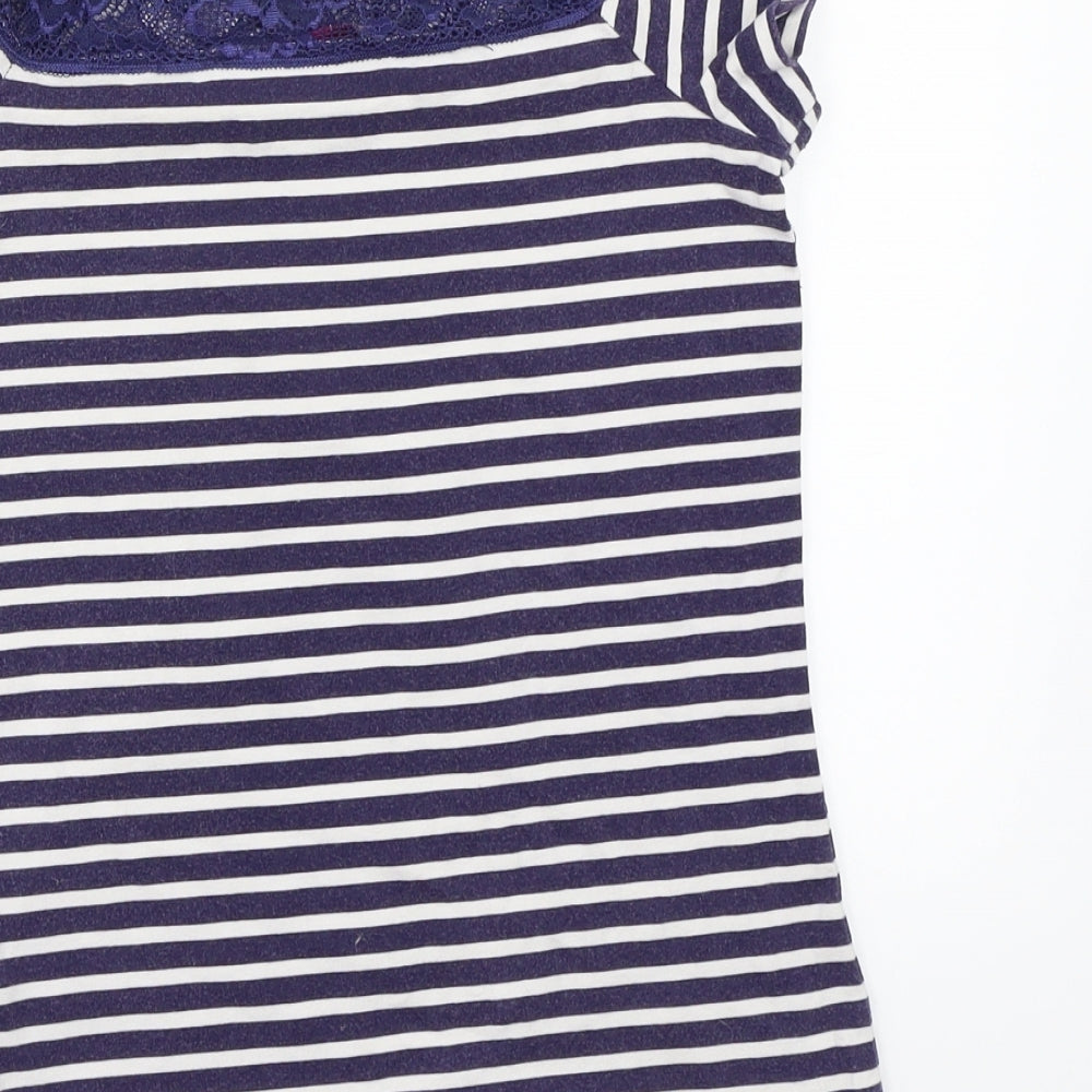 Dorothy Perkins Womens White Striped  Basic T-Shirt Size 6