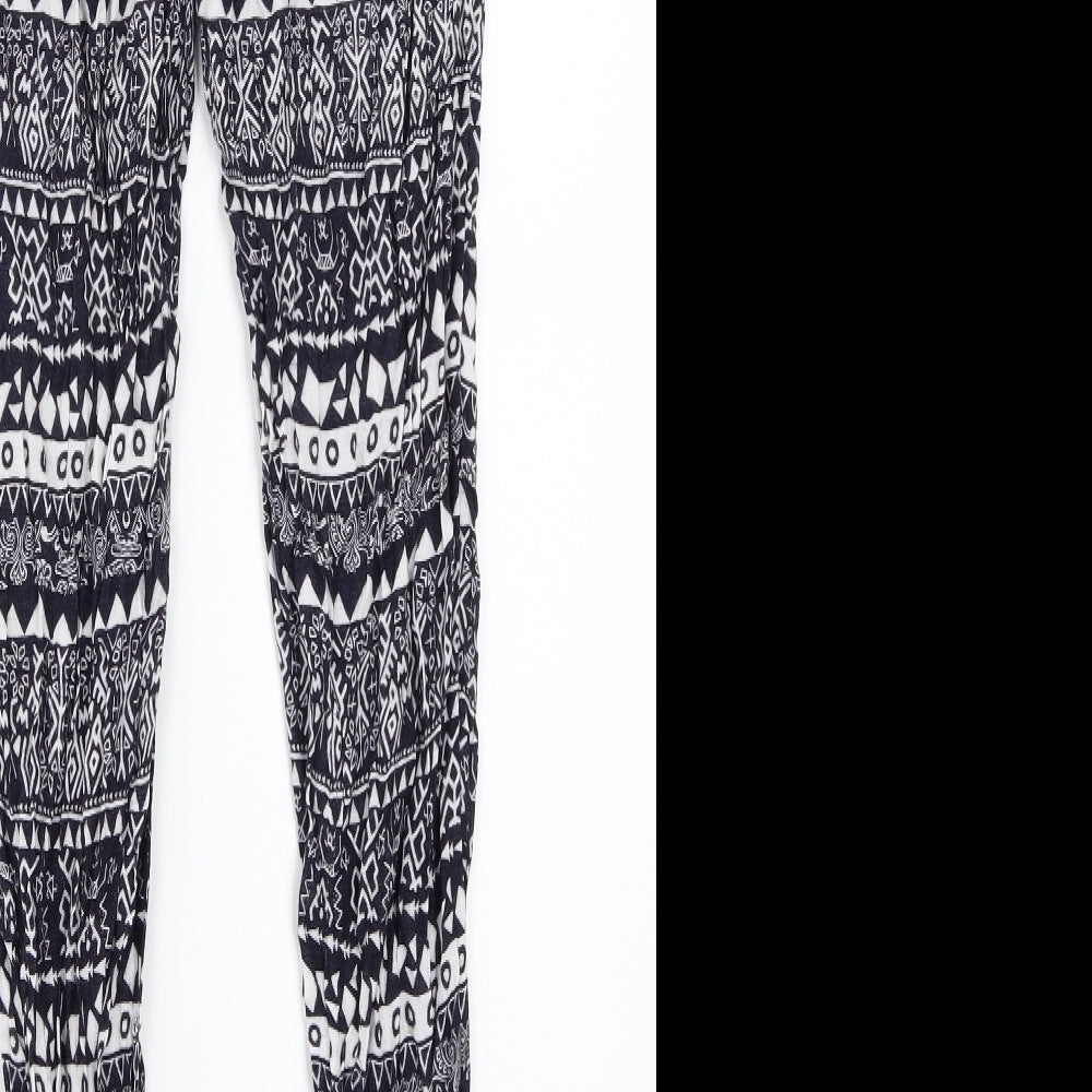 Primark Womens Black Geometric  Trousers  Size 6 L27 in