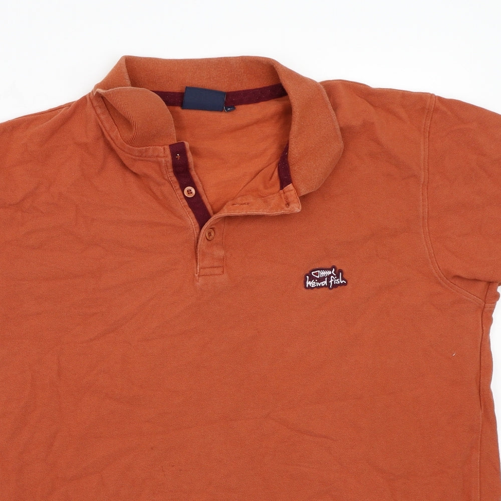 Weird Fish Mens Brown    Polo Size L