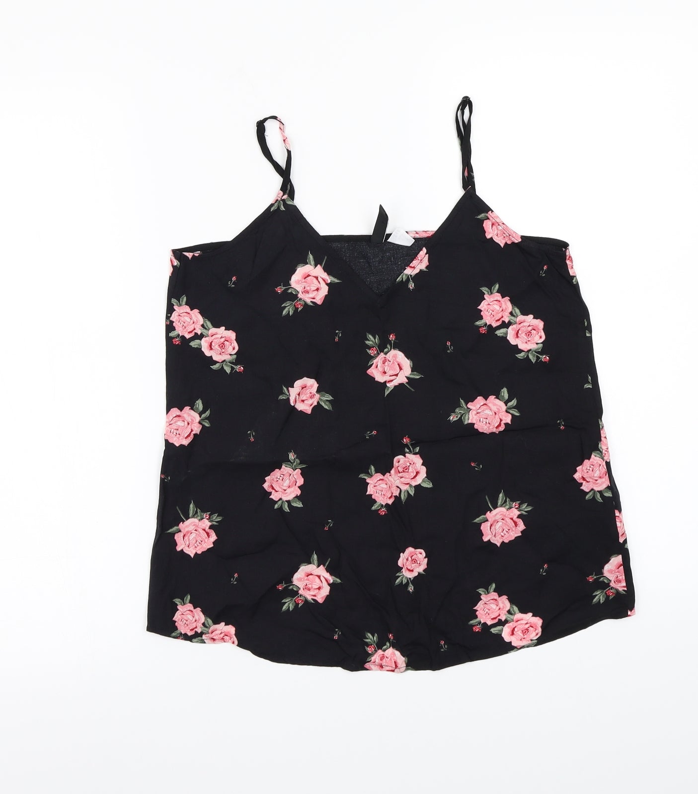 H&M Womens Black Floral  Basic Tank Size 8