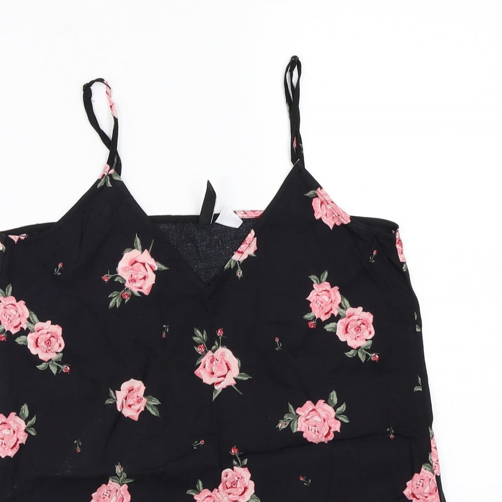 H&M Womens Black Floral  Basic Tank Size 8