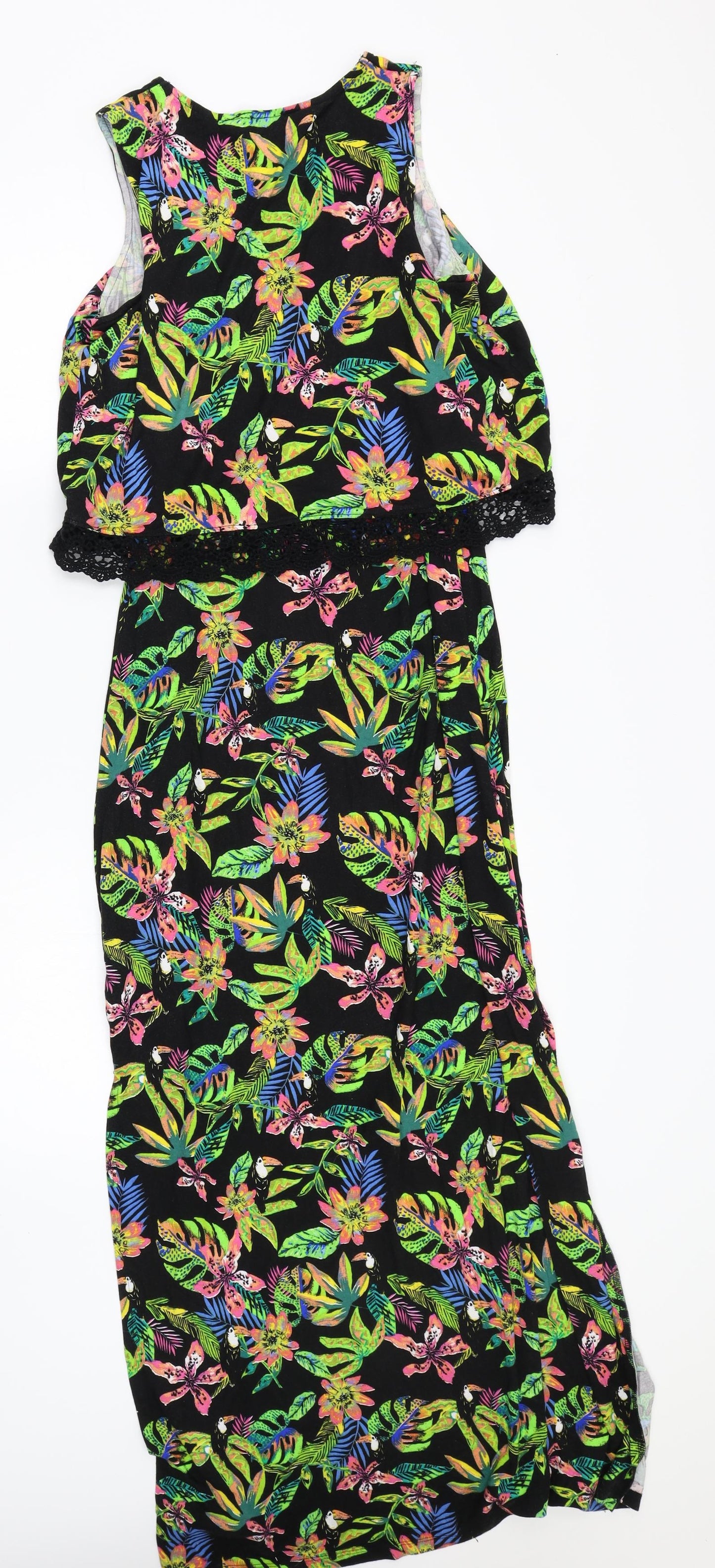 TU Womens Black Floral  A-Line  Size 8