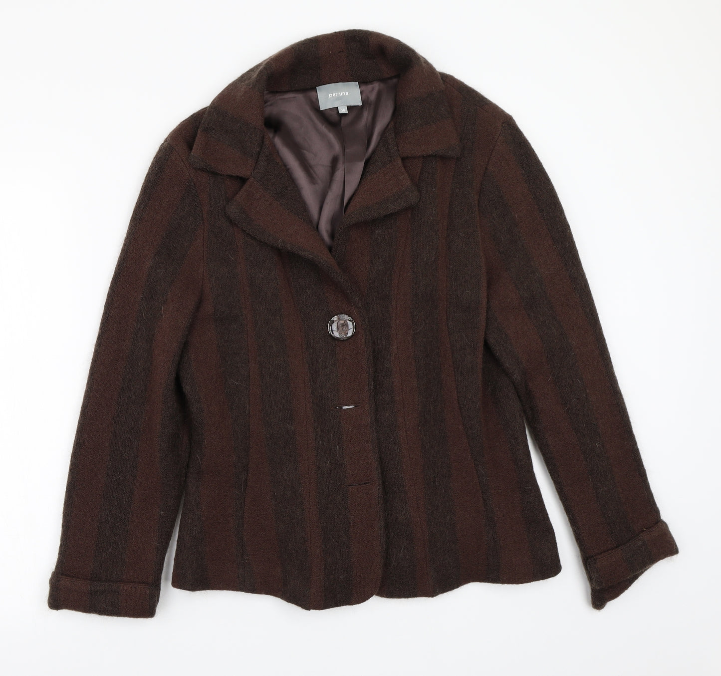 Per Una Womens Brown Striped  Jacket Suit Jacket Size 16