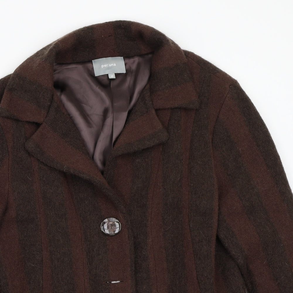 Per Una Womens Brown Striped  Jacket Suit Jacket Size 16