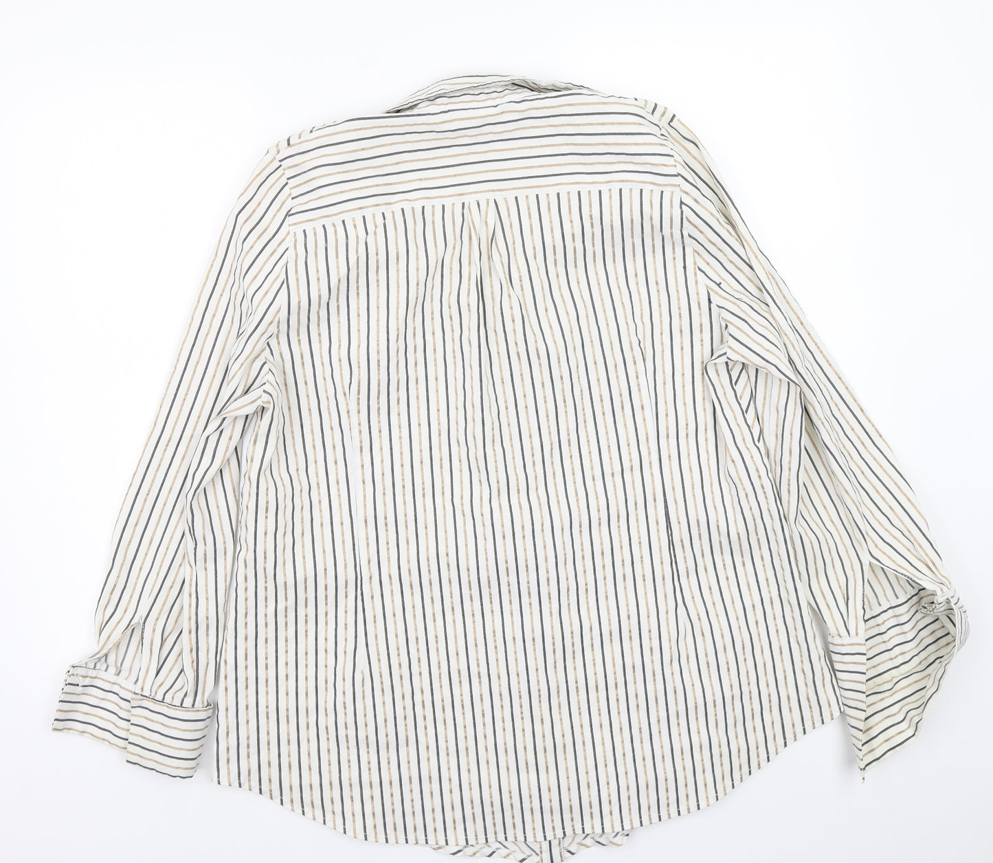 Ann Harvey Womens White Striped  Basic Button-Up Size 18