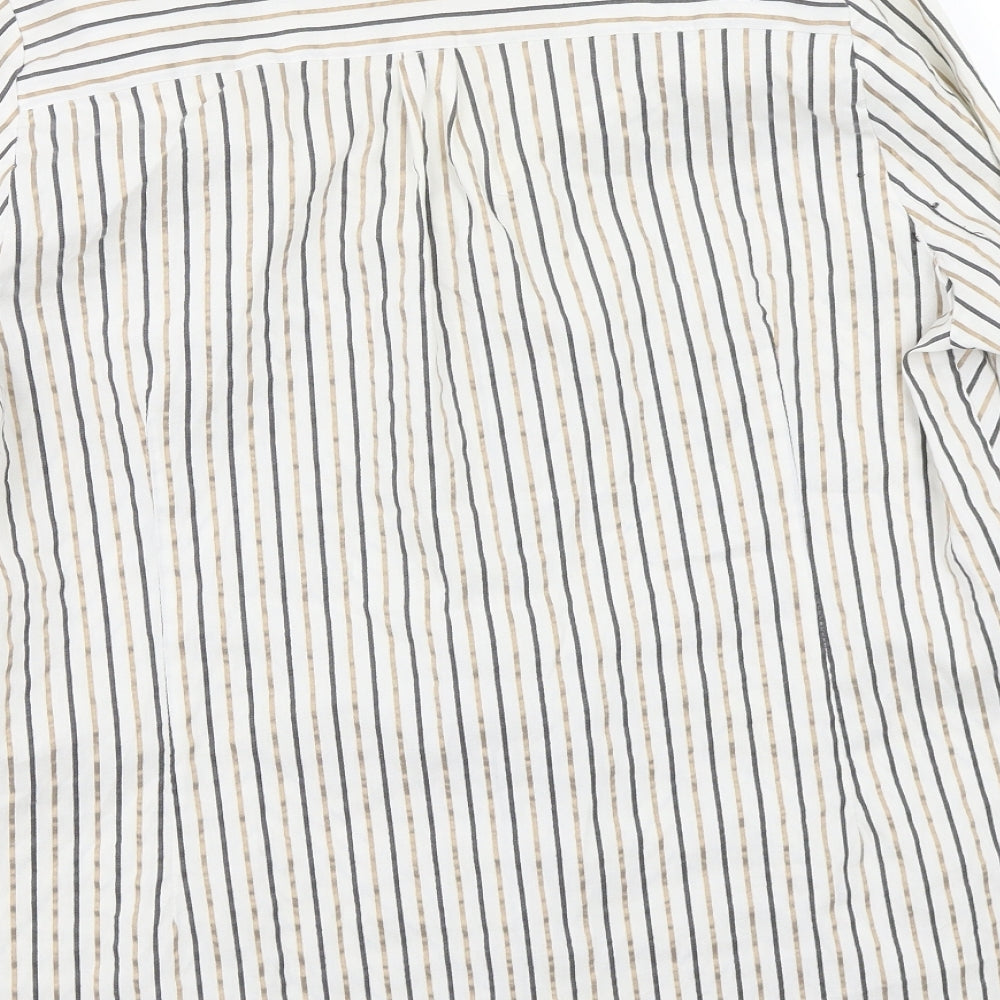 Ann Harvey Womens White Striped  Basic Button-Up Size 18