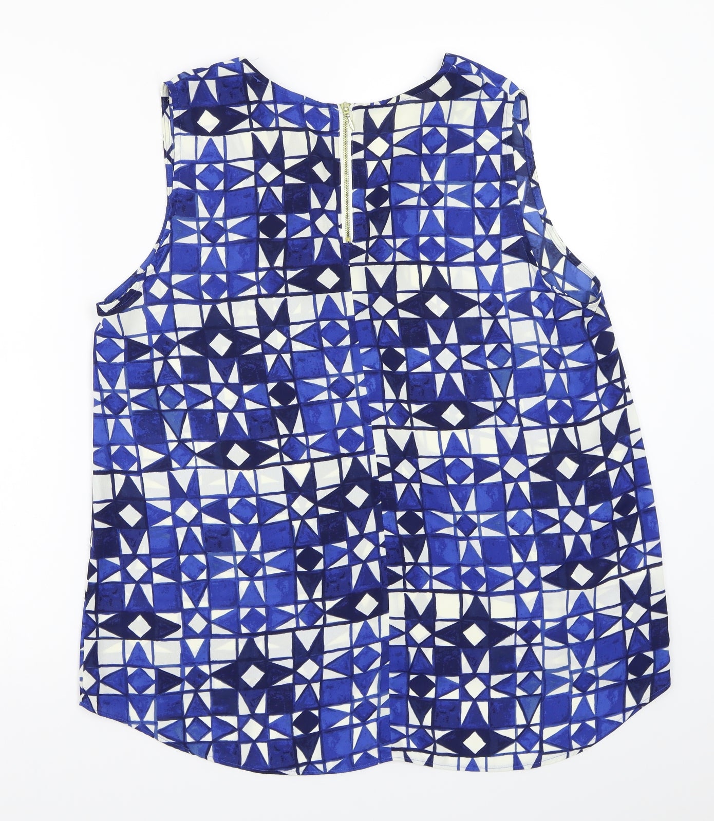 NEXT Womens Blue Geometric  Basic Blouse Size 16