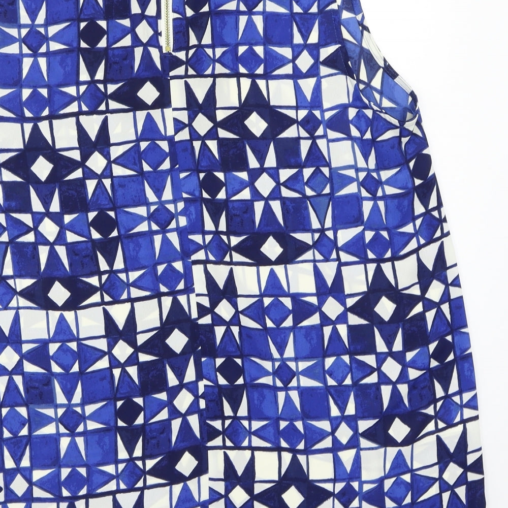 NEXT Womens Blue Geometric  Basic Blouse Size 16