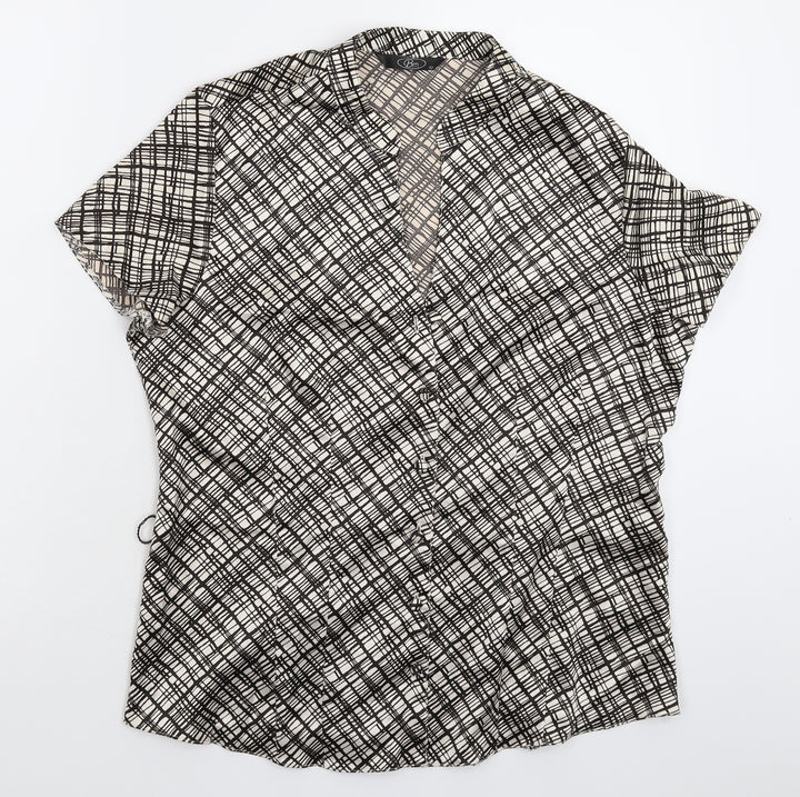 BM Womens Beige Check  Basic Button-Up Size 12