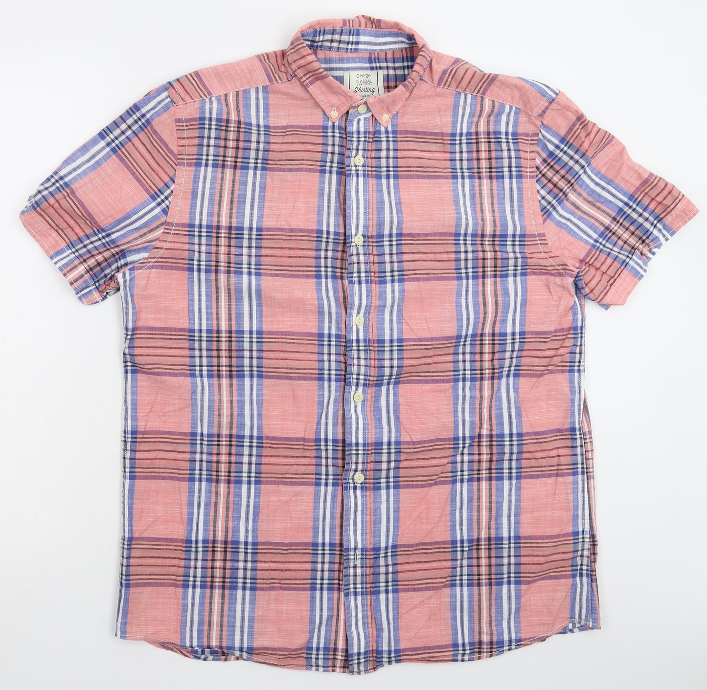 George Mens Multicoloured Check   Button-Up Size L