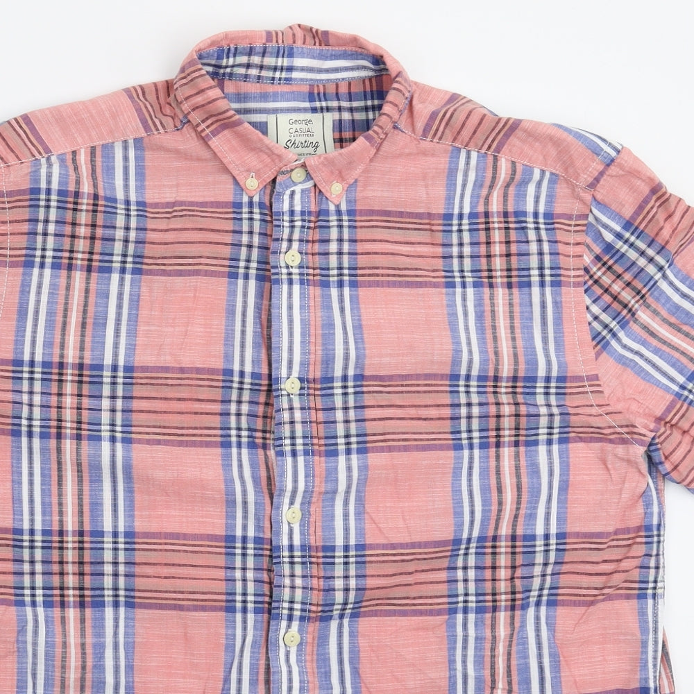 George Mens Multicoloured Check   Button-Up Size L