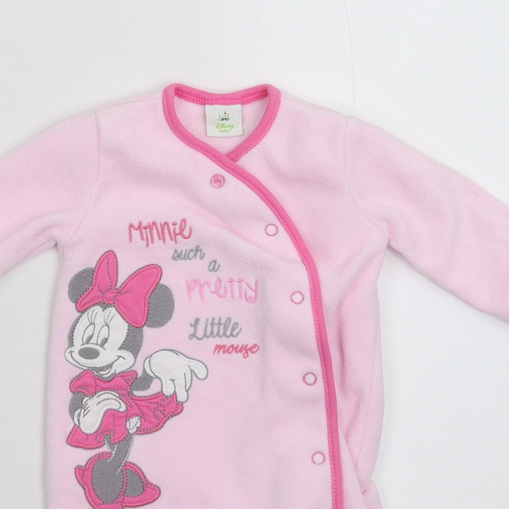 Disney Girls Pink  Fleece Babygrow One-Piece Size Newborn