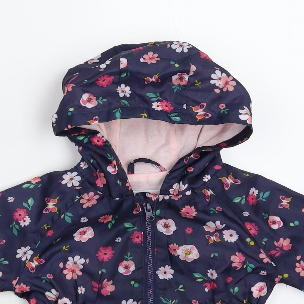 Primark Girls Blue Floral  Rain Coat Coat Size 3-6 Months