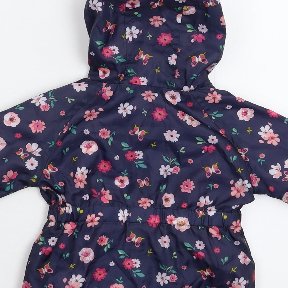 Primark Girls Blue Floral  Rain Coat Coat Size 3-6 Months
