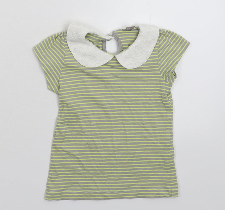 TU Girls Grey Striped Basic T-Shirt Size 9-12 Months