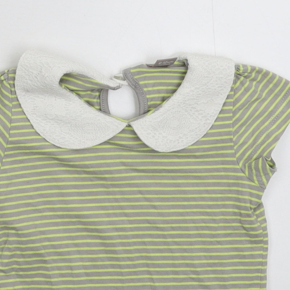 TU Girls Grey Striped  Basic T-Shirt Size 9-12 Months