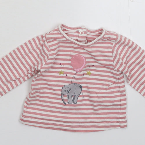 Matalan Girls Pink Striped  Basic T-Shirt Size 0-3 Months