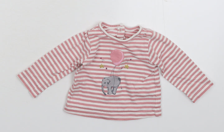 Matalan Girls Pink Striped Basic T-Shirt Size 0-3 Months