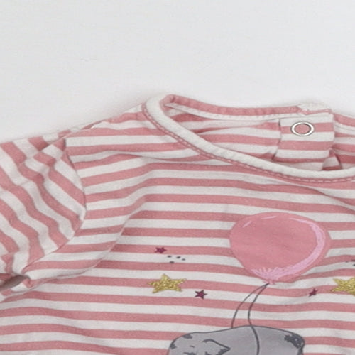 Matalan Girls Pink Striped  Basic T-Shirt Size 0-3 Months