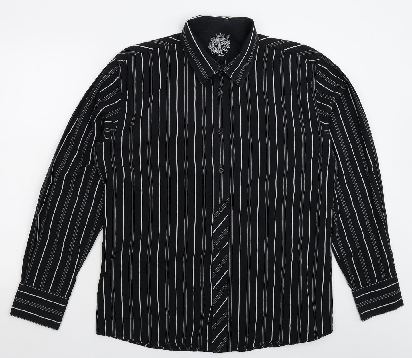 UrbanSpirit Mens Black Striped   Button-Up Size XL