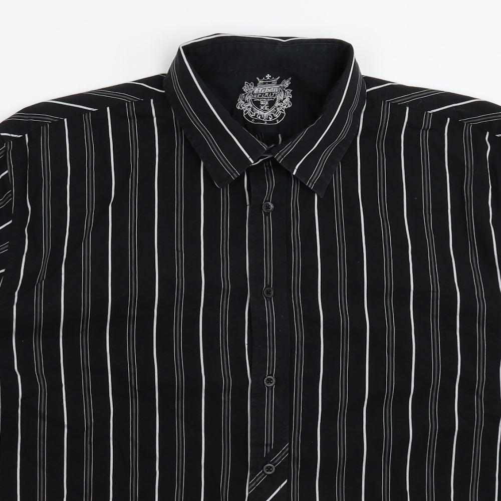 UrbanSpirit Mens Black Striped   Button-Up Size XL