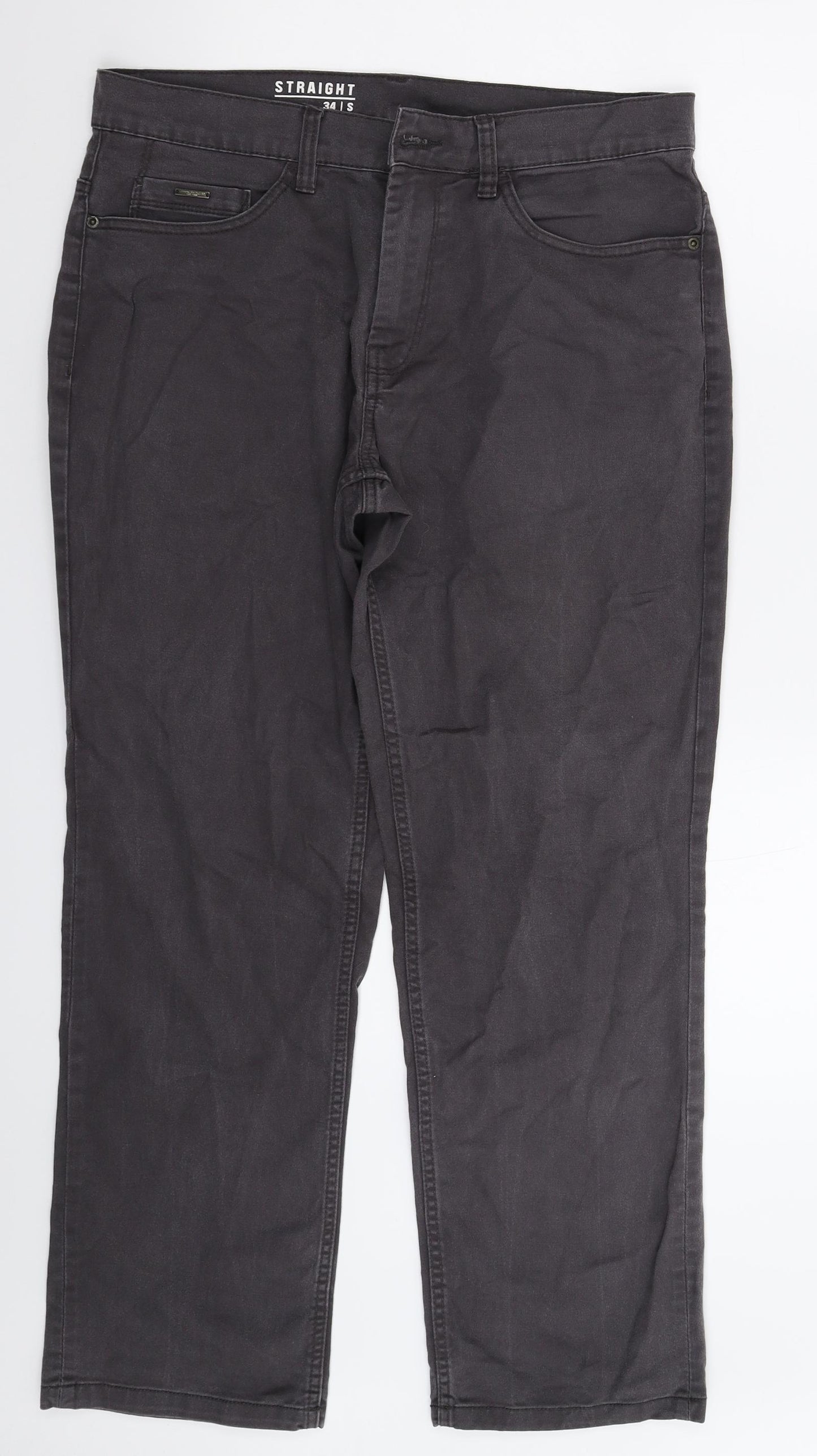 George Mens Grey  Denim Straight Jeans Size 34 L30 in