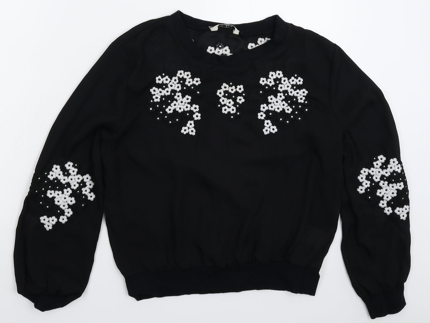 Darling Womens Black Floral  Basic Blouse Size 10