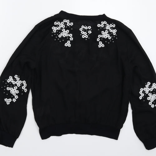 Darling Womens Black Floral  Basic Blouse Size 10