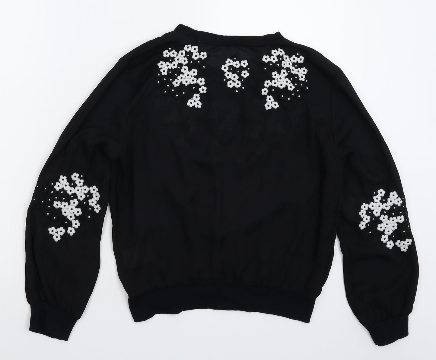 Darling Womens Black Floral  Basic Blouse Size 10