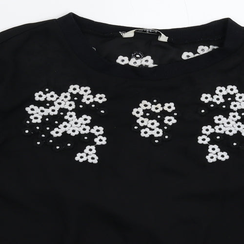 Darling Womens Black Floral  Basic Blouse Size 10