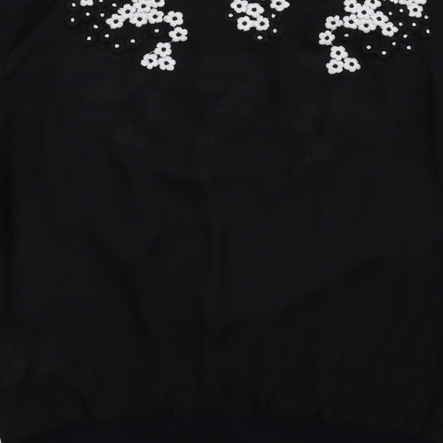 Darling Womens Black Floral  Basic Blouse Size 10