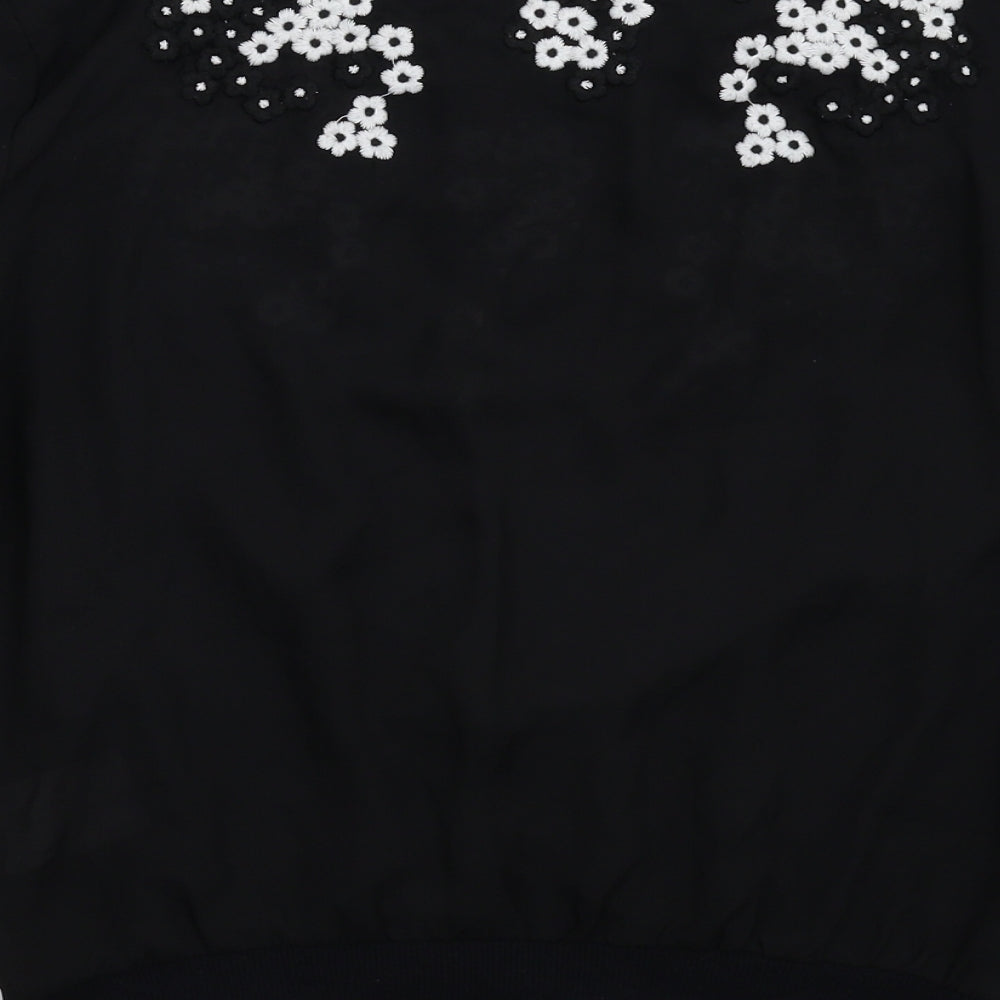 Darling Womens Black Floral  Basic Blouse Size 10