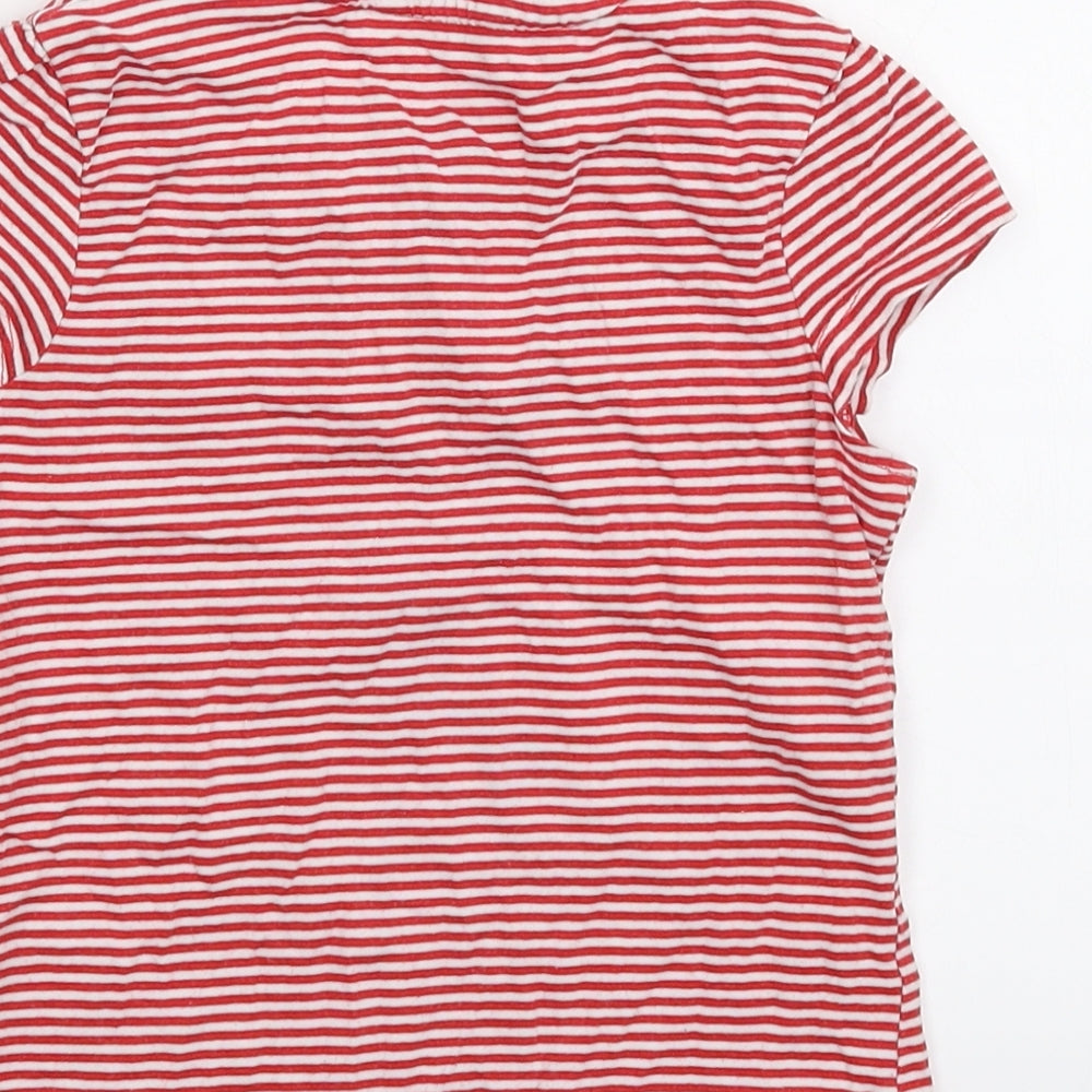 Preworn Girls Red Striped  Basic T-Shirt Size S