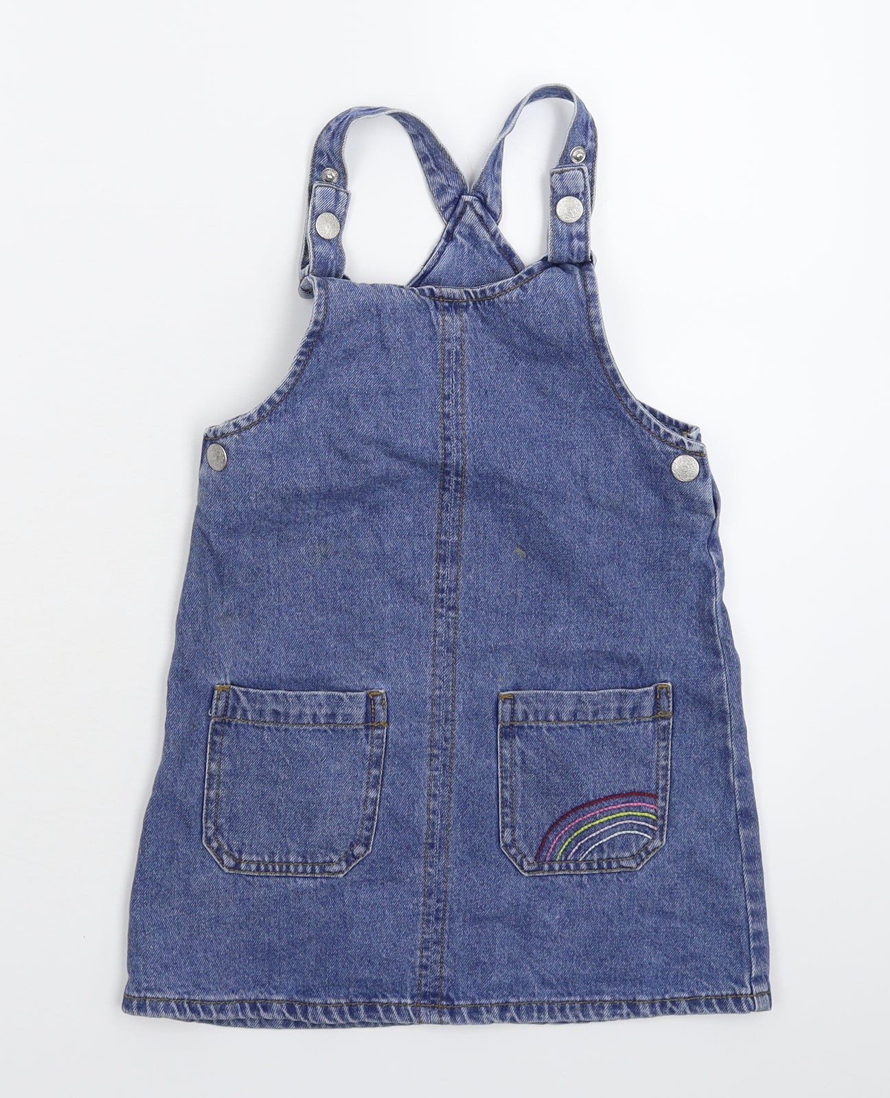 Nutmeg Girls Blue  Denim Pinafore/Dungaree Dress  Size 6 Years