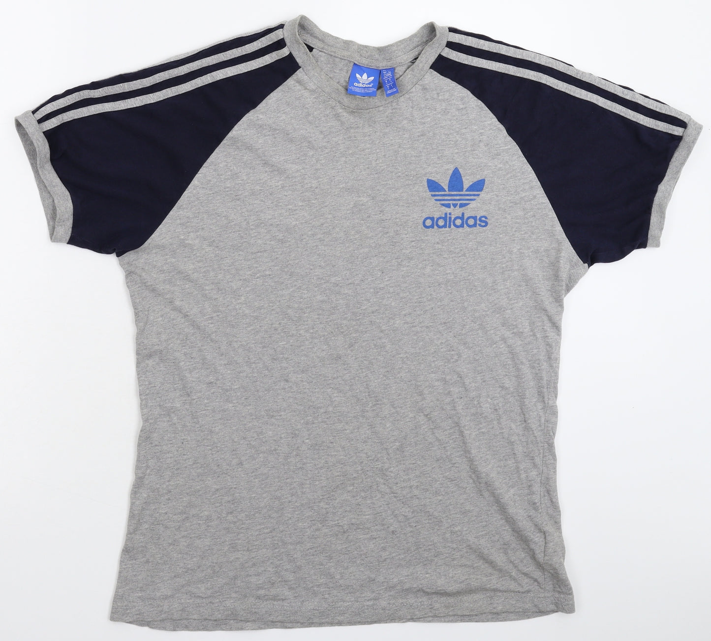 adidas Mens Grey Striped   T-Shirt Size L